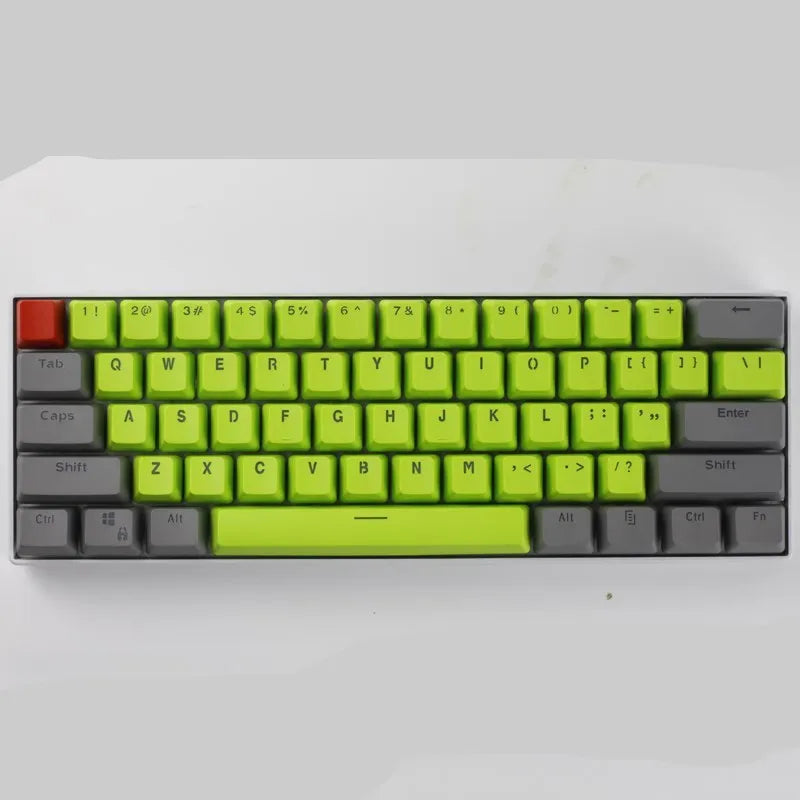 PBT transparent keycap set with OEM height profile and two-shot injection light-transmitting characters for 60% mechanical keyboards