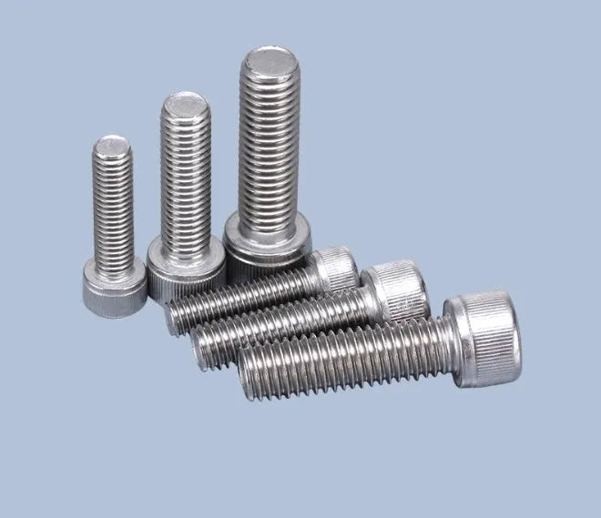 Stainless steel cartridge mounting screw kit with allen keys, nuts, and washers for turntables.
