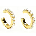 925 sterling silver round imitation pearl ear clip with 18K electroplating gold finish geometric design for women