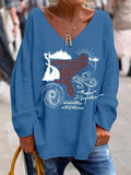 Women's loose fit V-neck long sleeve top in brushed milk silk fabric, shown in a colour from the Style 1 to 6 range.