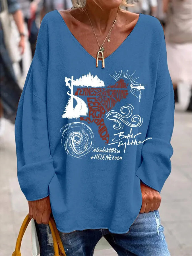 Women's loose fit V-neck long sleeve top in brushed milk silk fabric, shown in a colour from the Style 1 to 6 range.