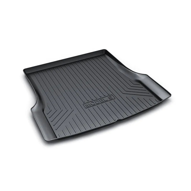 Tesla car floor mats with rubber construction and TPE footrest sections for Model 3, Y, S, X