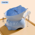 Stainless steel anti-fall oblique cat bowl in blue on a light background
