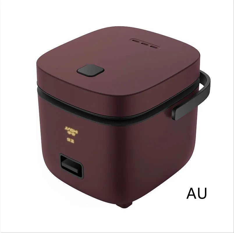 Mini rice cooker 1-2 litre 200W compact mechanical kitchen appliance in brown