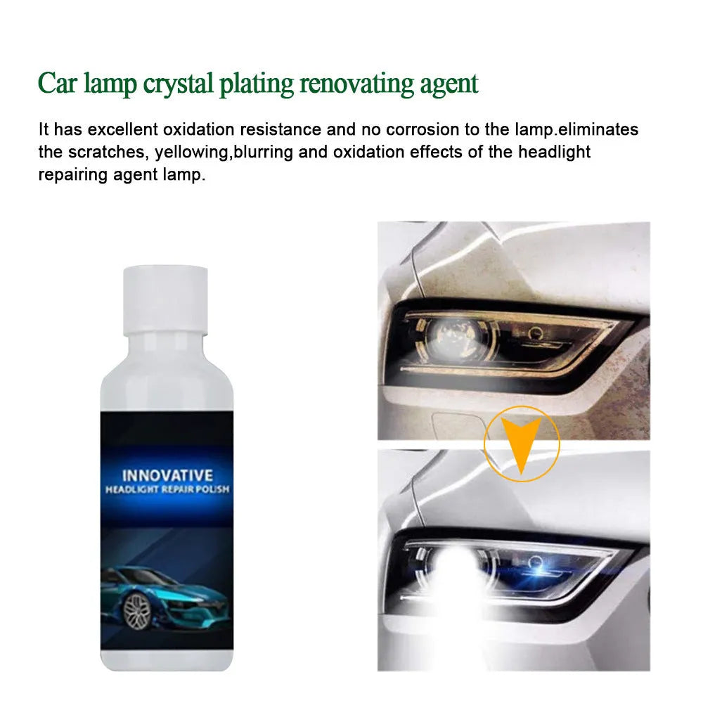 Car headlight repair fluid 20ml 30ml 50ml removes scratches yellowing oxidation no disassembly