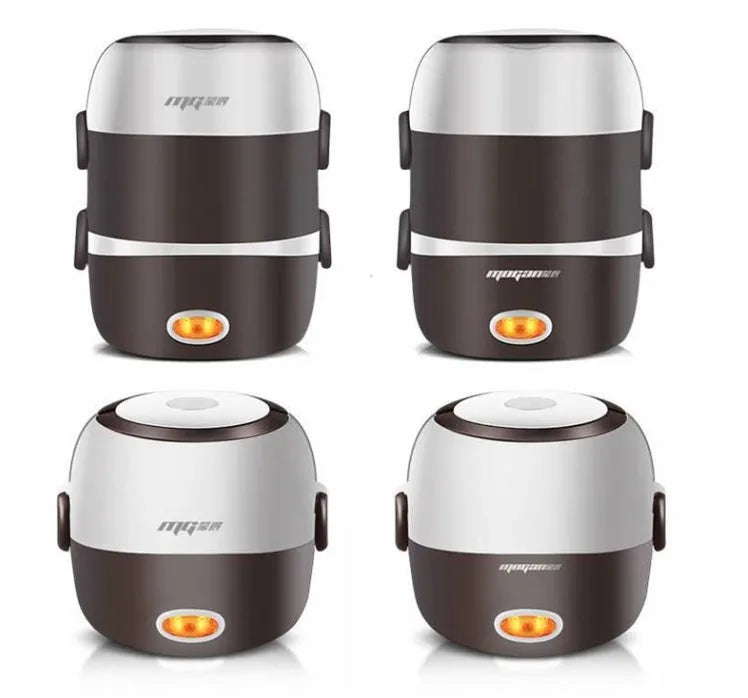 White rice cooker with 2-litre capacity and digital controls on kitchen counter