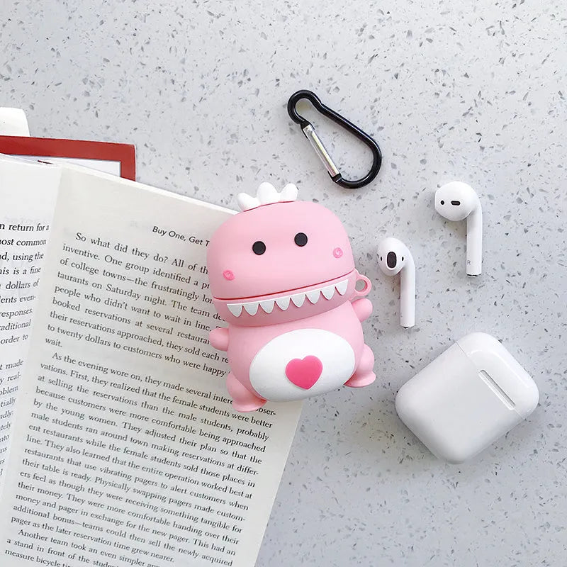 Green silicone protective case for Apple AirPods with cartoon animal design