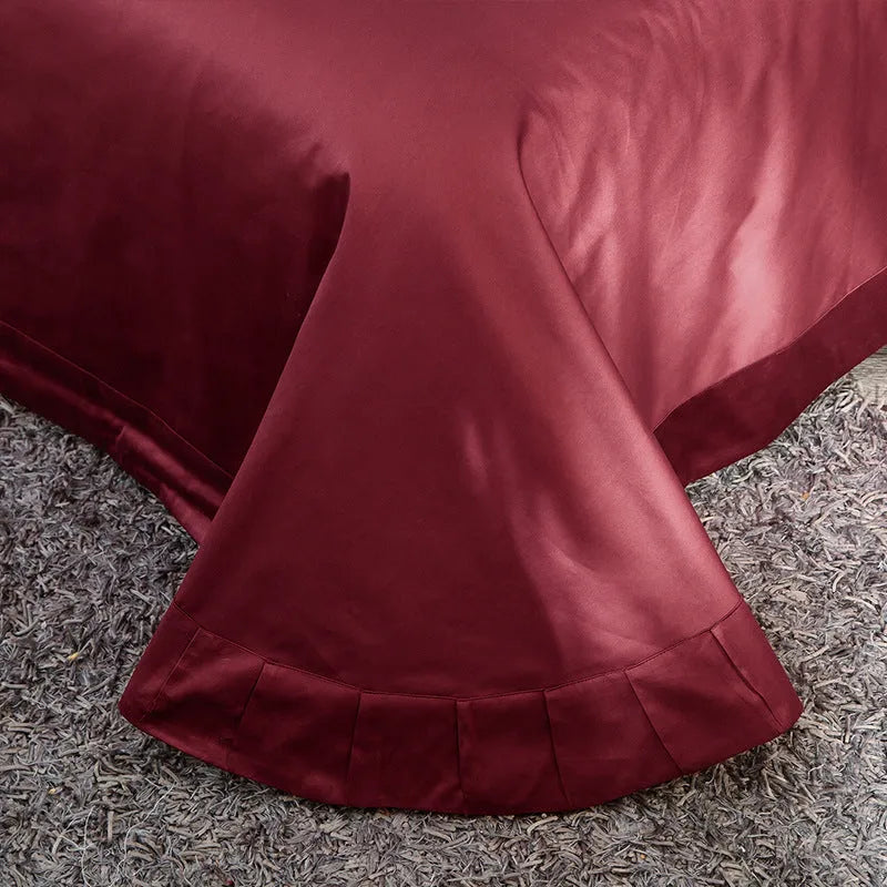 Four-piece embroidery bed set in 100% high-grade horse cotton satin weave – grey option with duvet cover and pillowcases