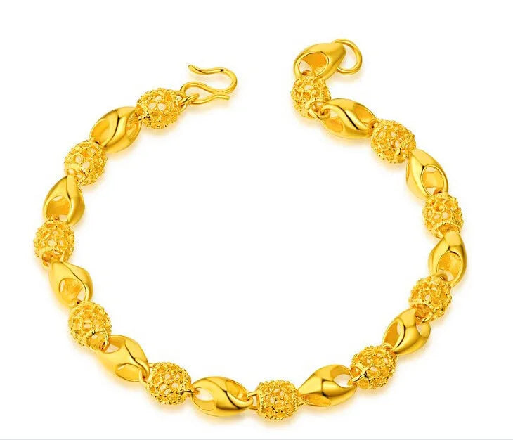 Gold-plated brass bracelet in gold colour, made from eco-friendly brass with thick vacuum gold-plating for durable finish.