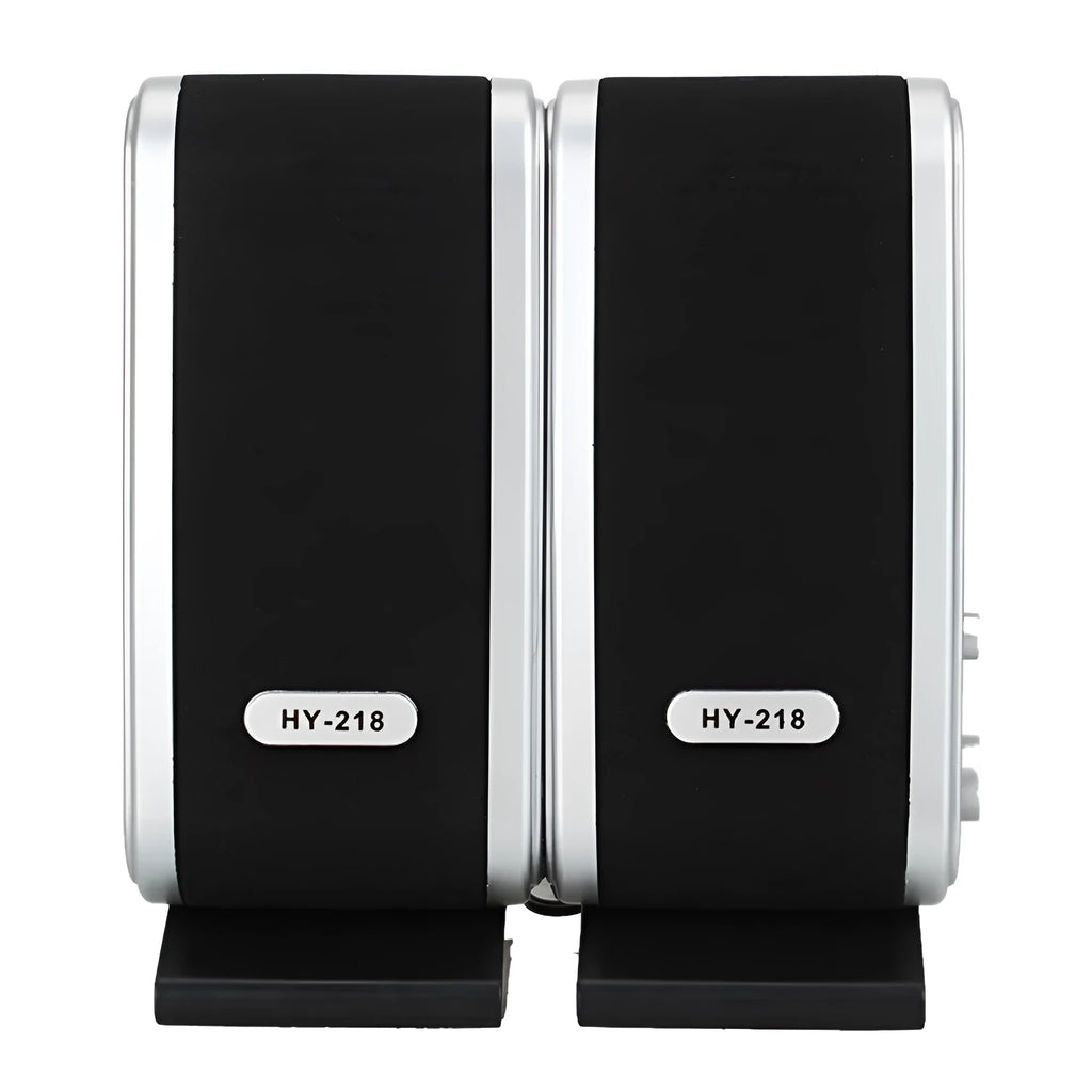 Black USB-powered notebook mini stereo speaker for laptop and desktop computer audio enhancement