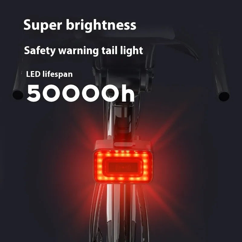 Black bicycle radar safety taillight with Type-C charging port and double mounting bracket