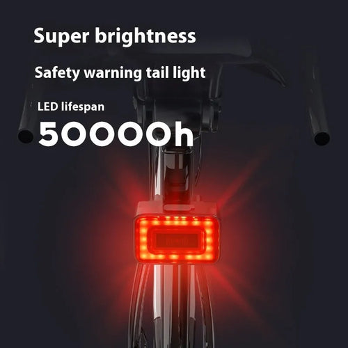 Black bicycle radar safety taillight with Type-C charging port and double mounting bracket
