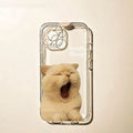 Simple Sleepy Yawn Cat phone case in black TPE with shockproof protection and built-in bracket for iPhone