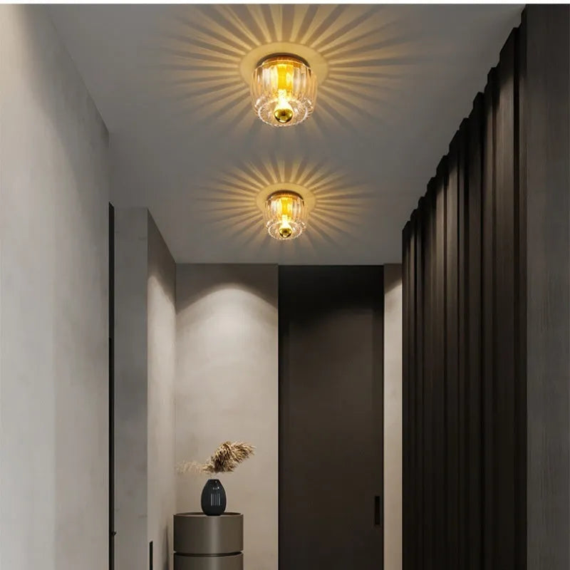 French style ceiling light with transparent chrome glass shade for bedroom bedside or balcony