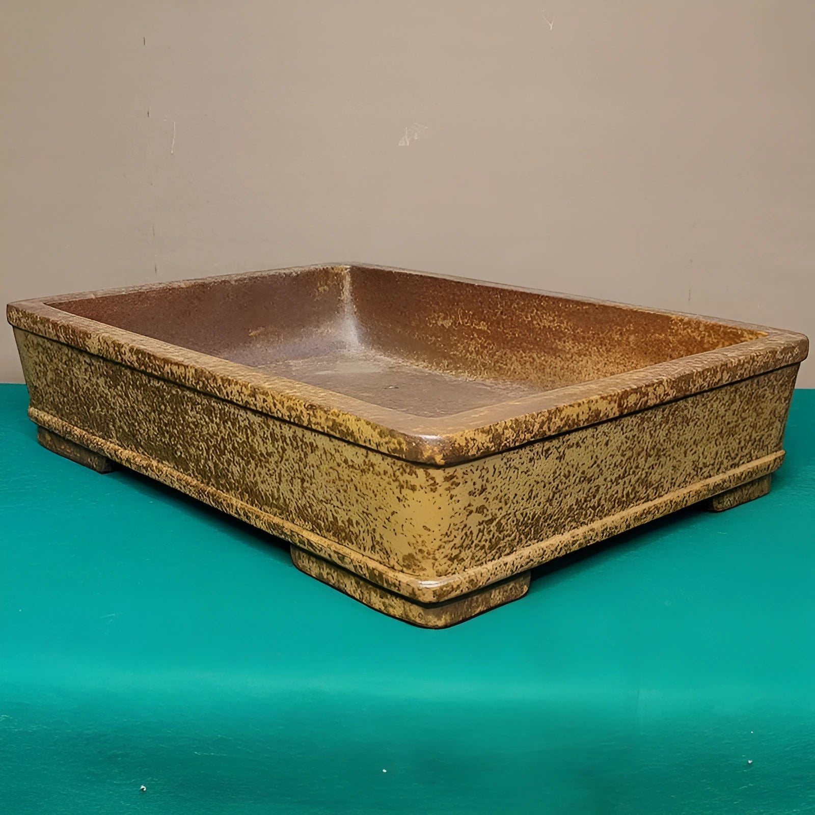 Straight shallow rectangular Yixing purple sand ceramic flowerpot for indoor plants.