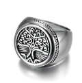 Asgard Crafted handcrafted 316L stainless steel Celtic Tree of Life circular ring with 1.8cm band, steel colour