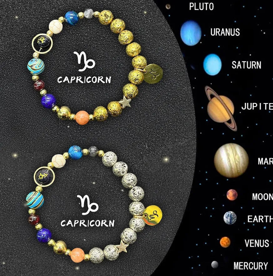 Two natural stone beaded bracelets showing different colours for the Chinese zodiac sign set.