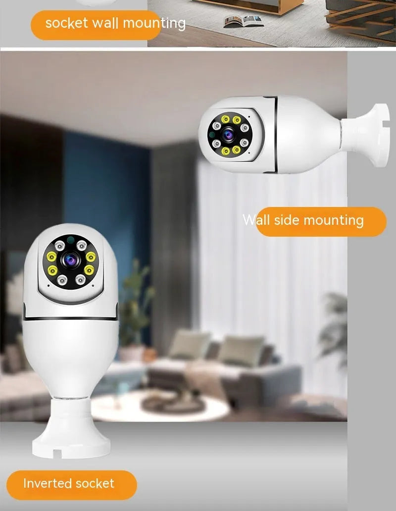 Wireless WiFi bulb security camera with full colour night vision and 1080p HD resolution