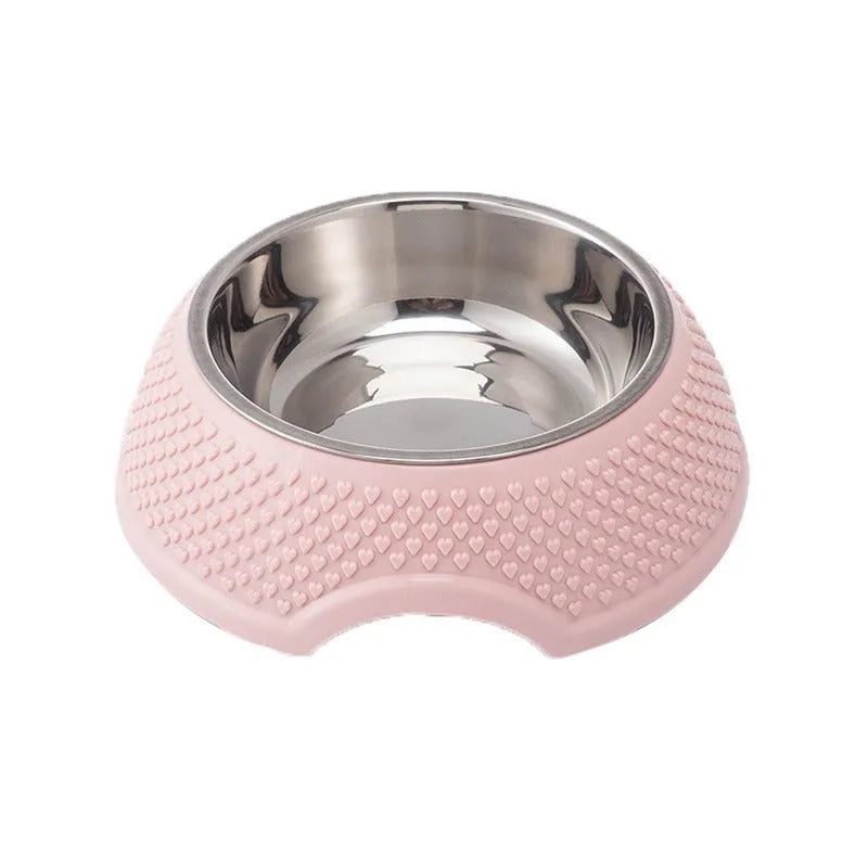 Blue stainless steel square pet bowl with a non-slip base for cats and small dogs