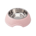 Blue stainless steel square pet bowl with a non-slip base for cats and small dogs