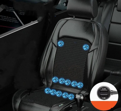 Car seat cooling cushion with ventilation fan system in black colour