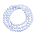 Blue striped agate bracelet with three circles of 6-6.8mm beads in unisex design