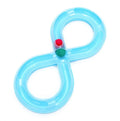 Cat toy turntable with interactive track ball dish, white and blue plastic, 50x24x5.5cm