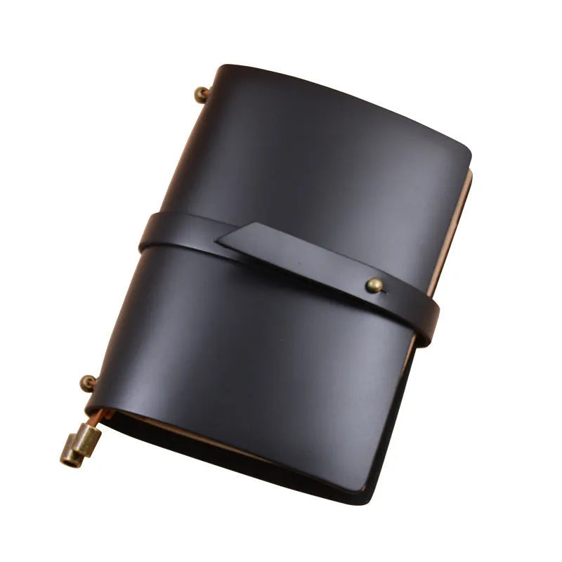 Creative carved cowhide passport cover in genuine leather, front view, with texture detail
