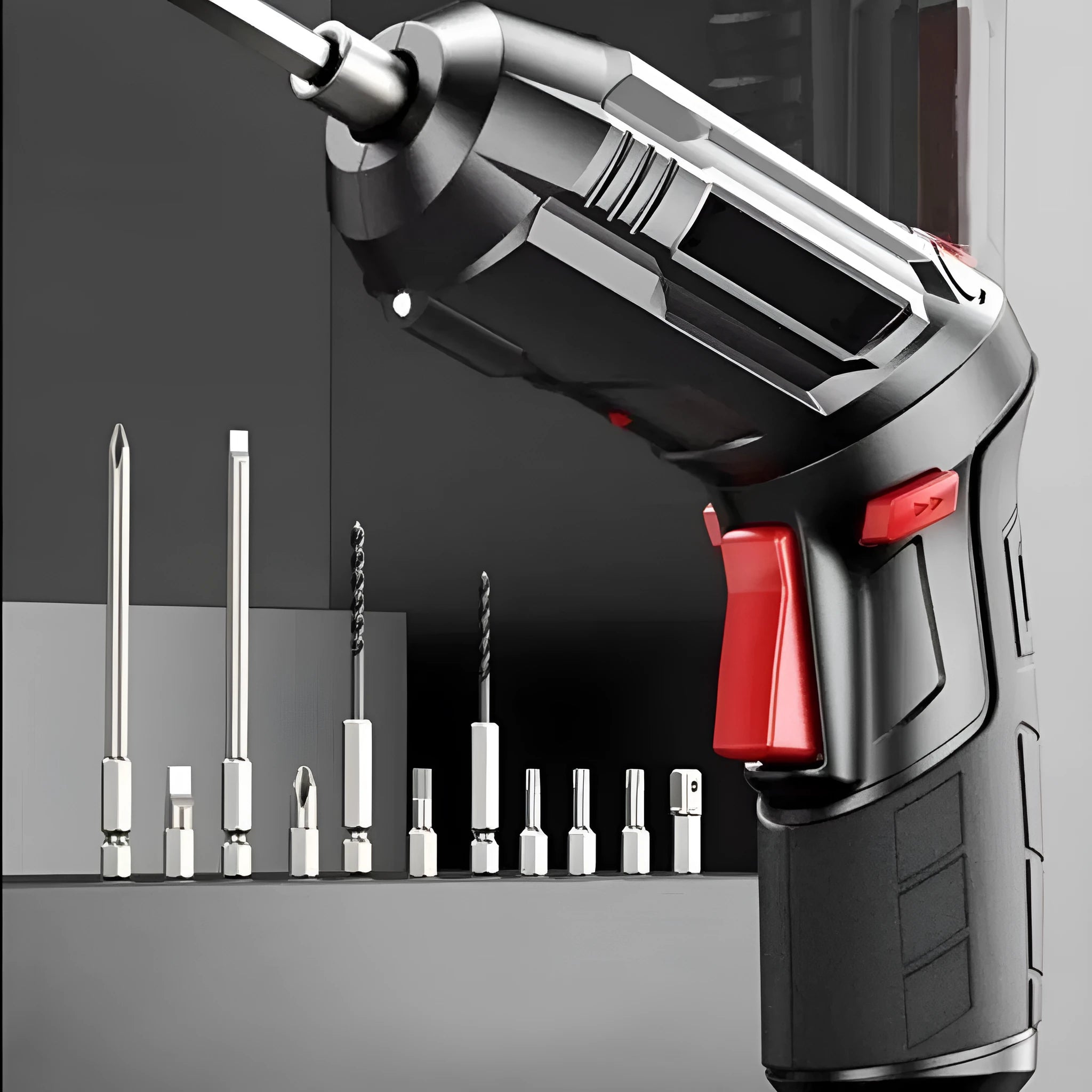 Compact electric screwdriver with pistol grip design and lithium battery charging
