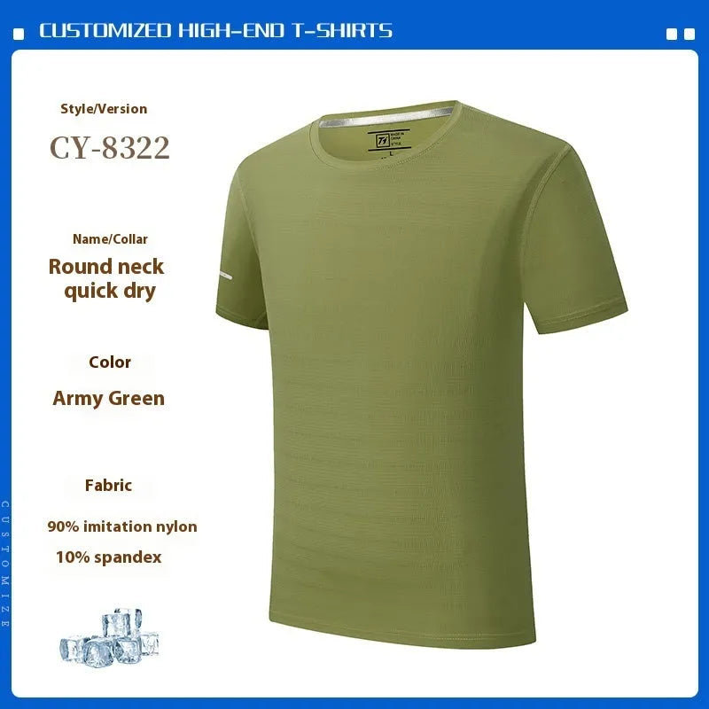 Quick-drying waterproof oil-proof antifouling round neck short sleeve work shirt in straight cut solid colour