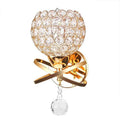 Creative crystal wall lamp bedroom bedside E27 220V gold finish with crystal pendant