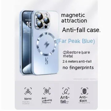 Frosted glass magnetic suction phone case in matte finish for iPhone 15 Pro Max, anti-fingerprint drop protection