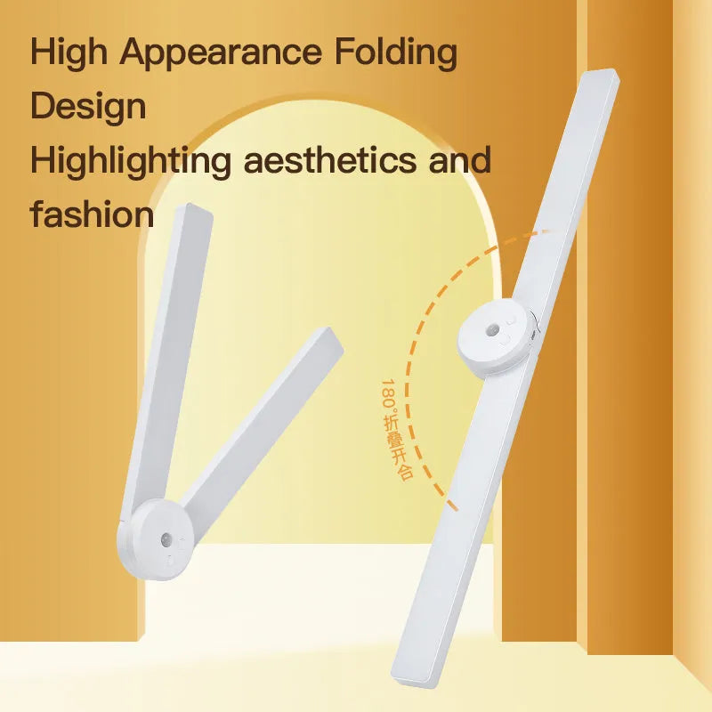 Foldable intelligent cabinet light with human body sensing, magnetic wall mount, 335x71x31mm, ABS plastic