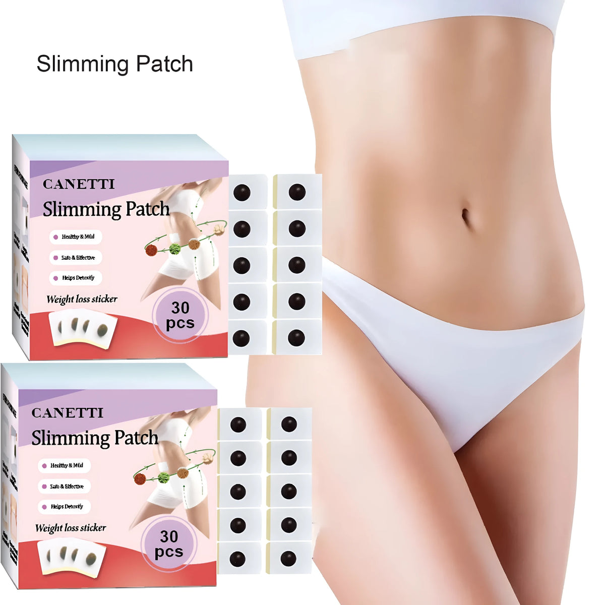 Herbal slimming belly button patch in brown, 30 count pack for waist tightening