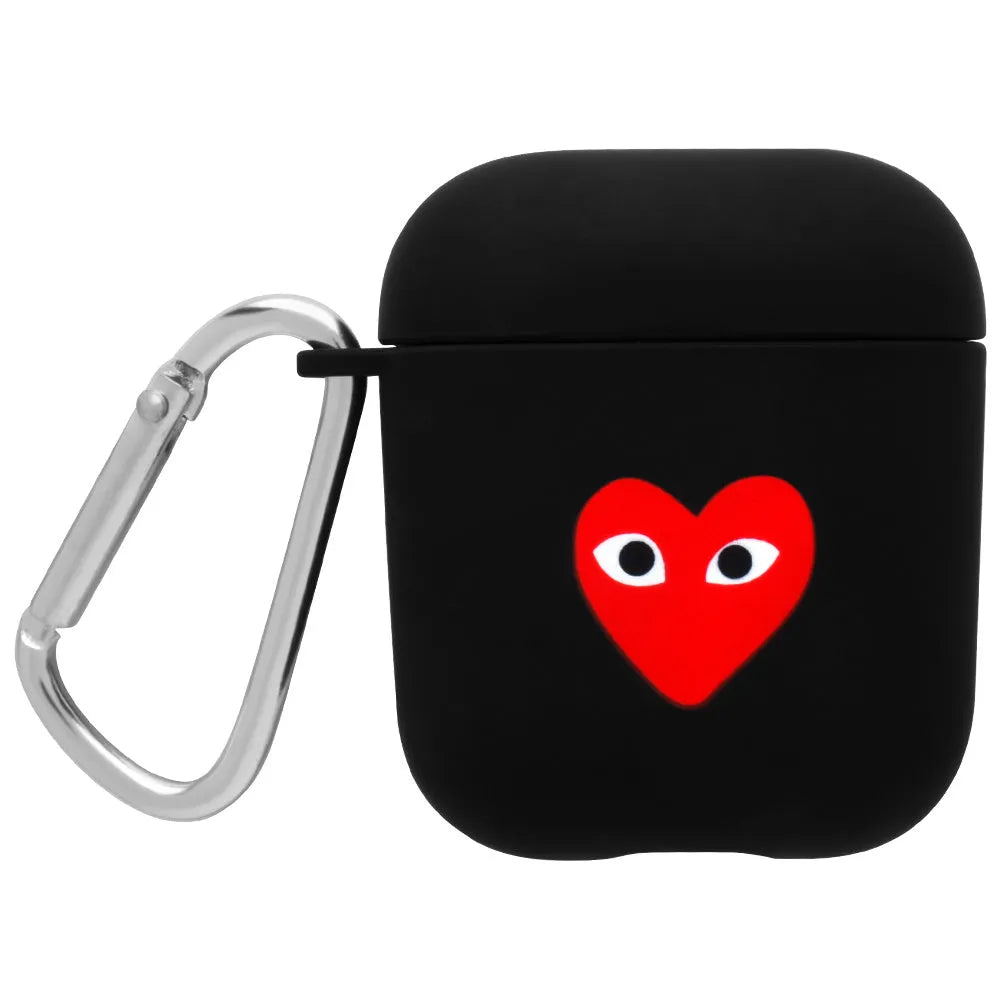Black and Pink wireless headset cases for Apple AirPods with decorative Flower, Love, Smiley face patterns