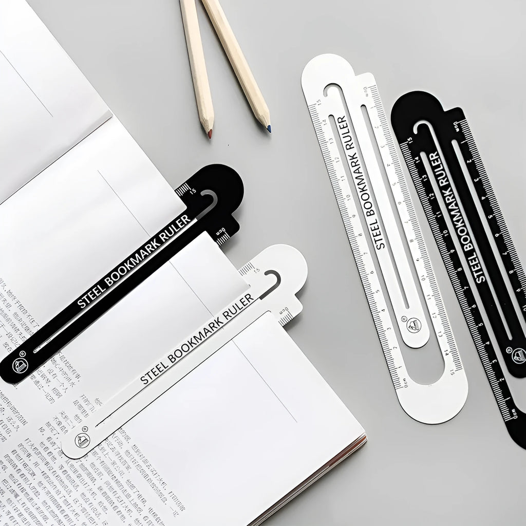 Black and white two-sided ruler 12cm made of high strength manganese steel for measuring