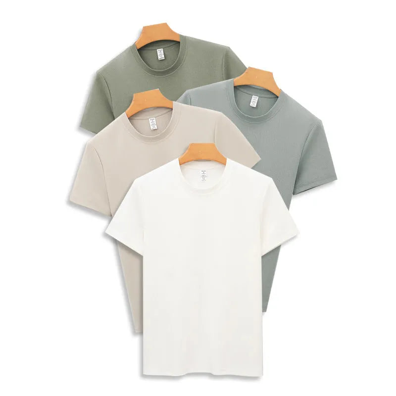 Antibacterial quick-dry short sleeves pullover in solid colour straight fit with regular sleeves on model