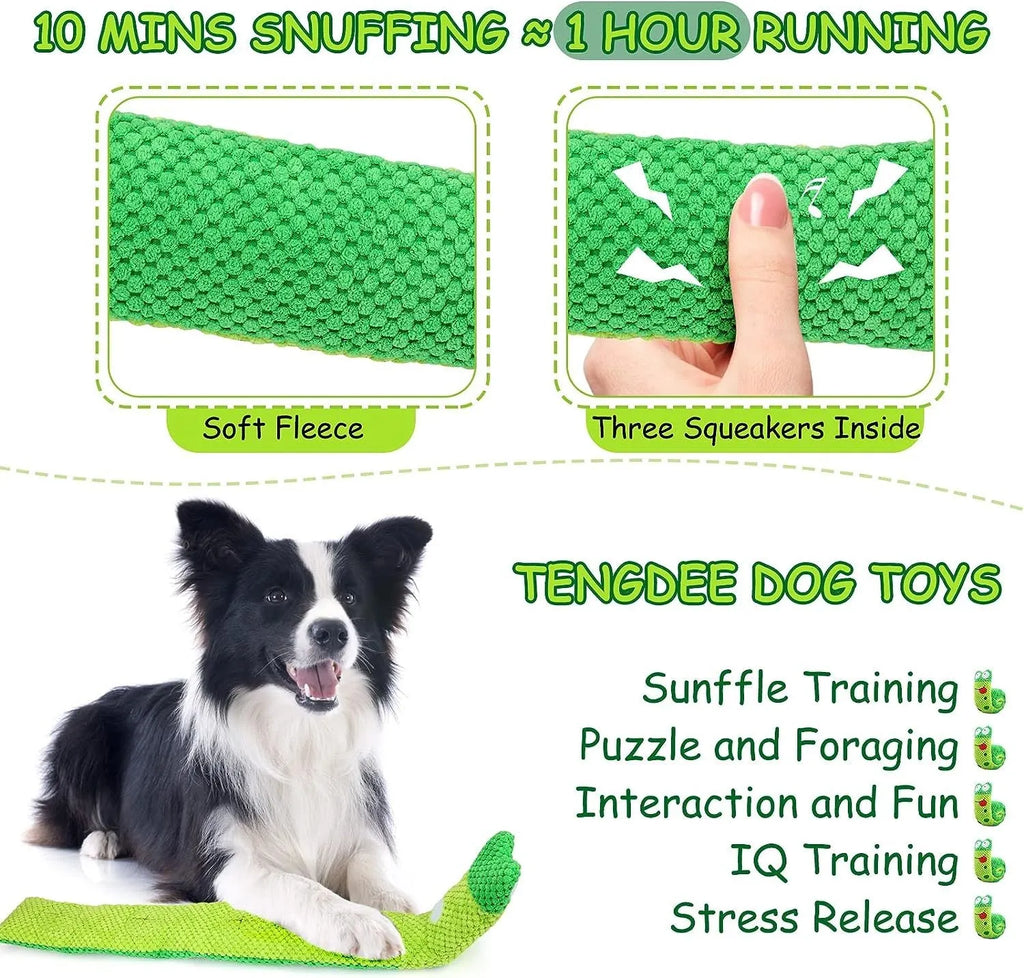 Squeak dog toy in snail shape with velvet texture for snuffle foraging and IQ training