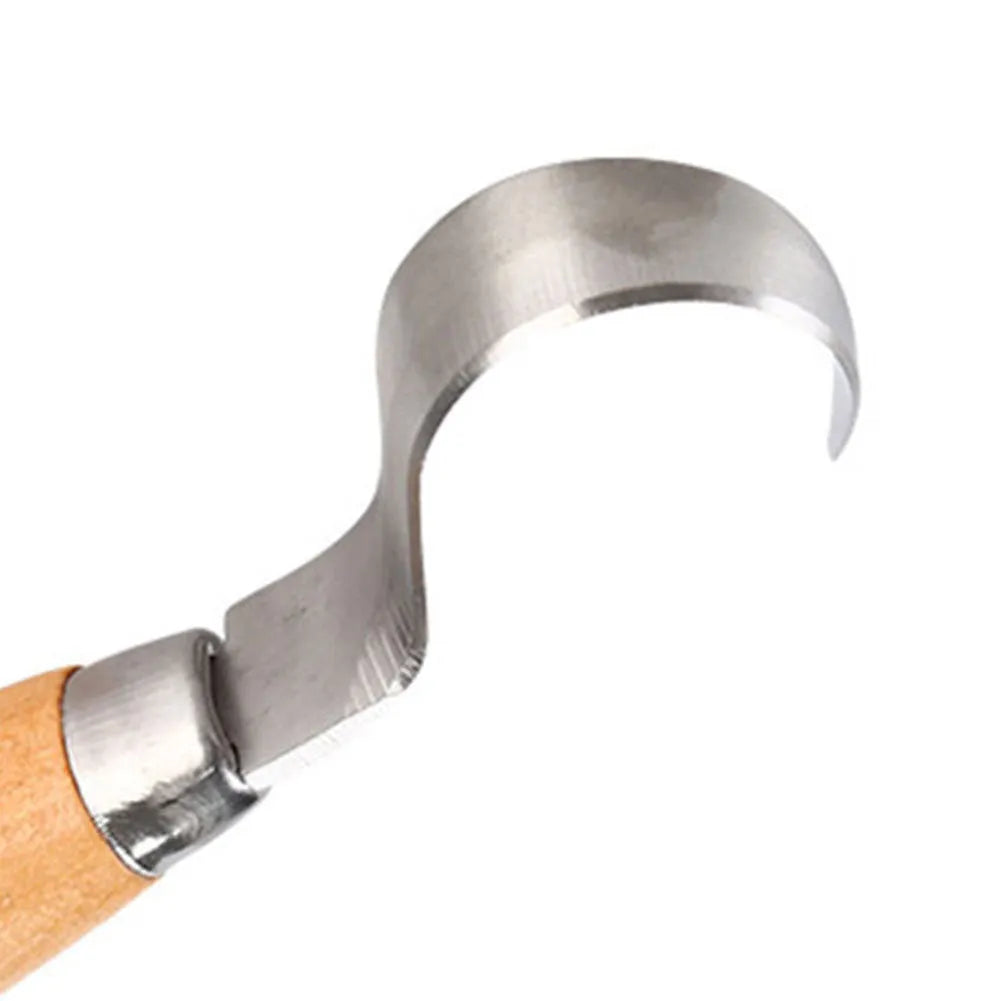 FastCraft curve carving knife with wooden handle showing 100mm length for woodworking