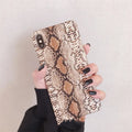 Leather luxury snake skin TPU PC phone case for Apple iPhone 6S 7 8 X XR back cover in brown grey white