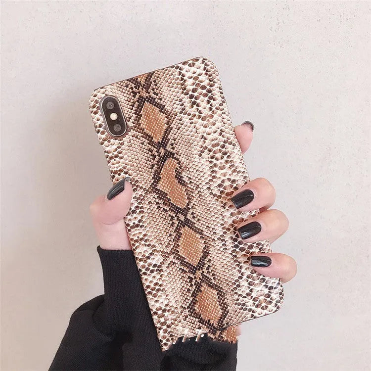 Leather luxury snake skin TPU PC phone case for Apple iPhone 6S 7 8 X XR back cover in brown grey white
