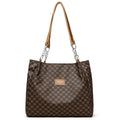 Women's retro style handbag in soft PU leather with polyester lining, shown in brown colour