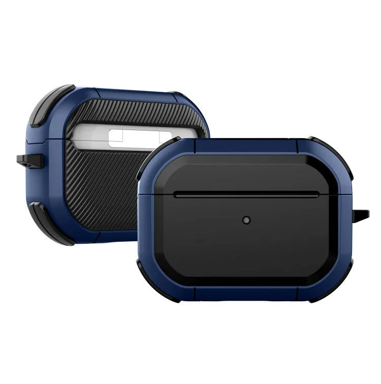 Black TPU and PC protective shell for Apple AirPods and AirPods Pro charging case and earbuds