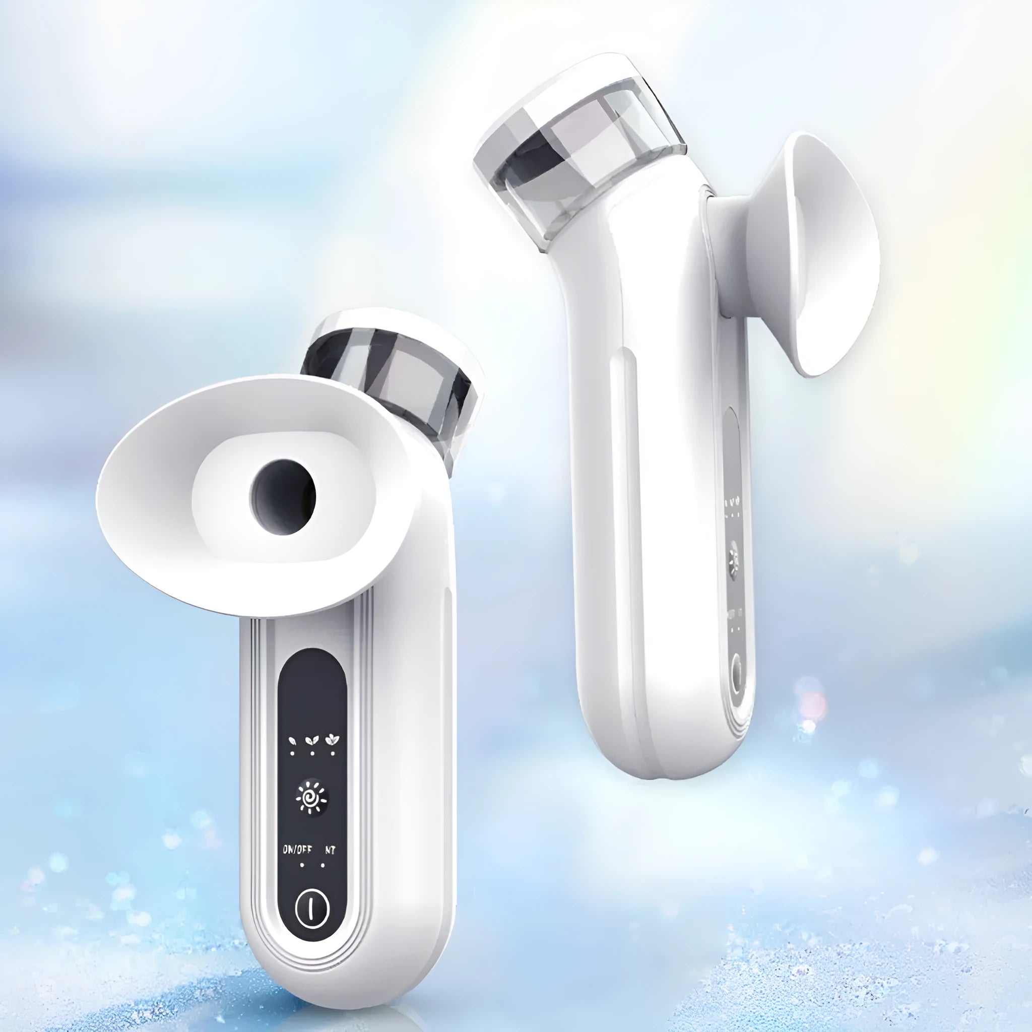 White portable rechargeable warm compress eye device with included eye mask and accessories