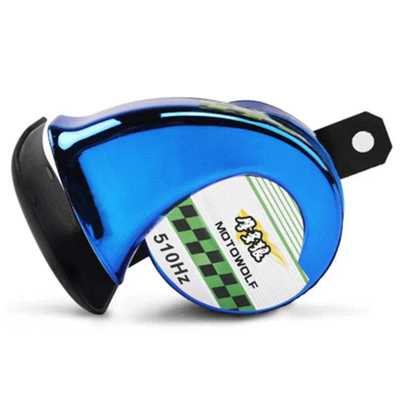 12V car and motorcycle horn with loud 110dB sound output in black ABS plastic
