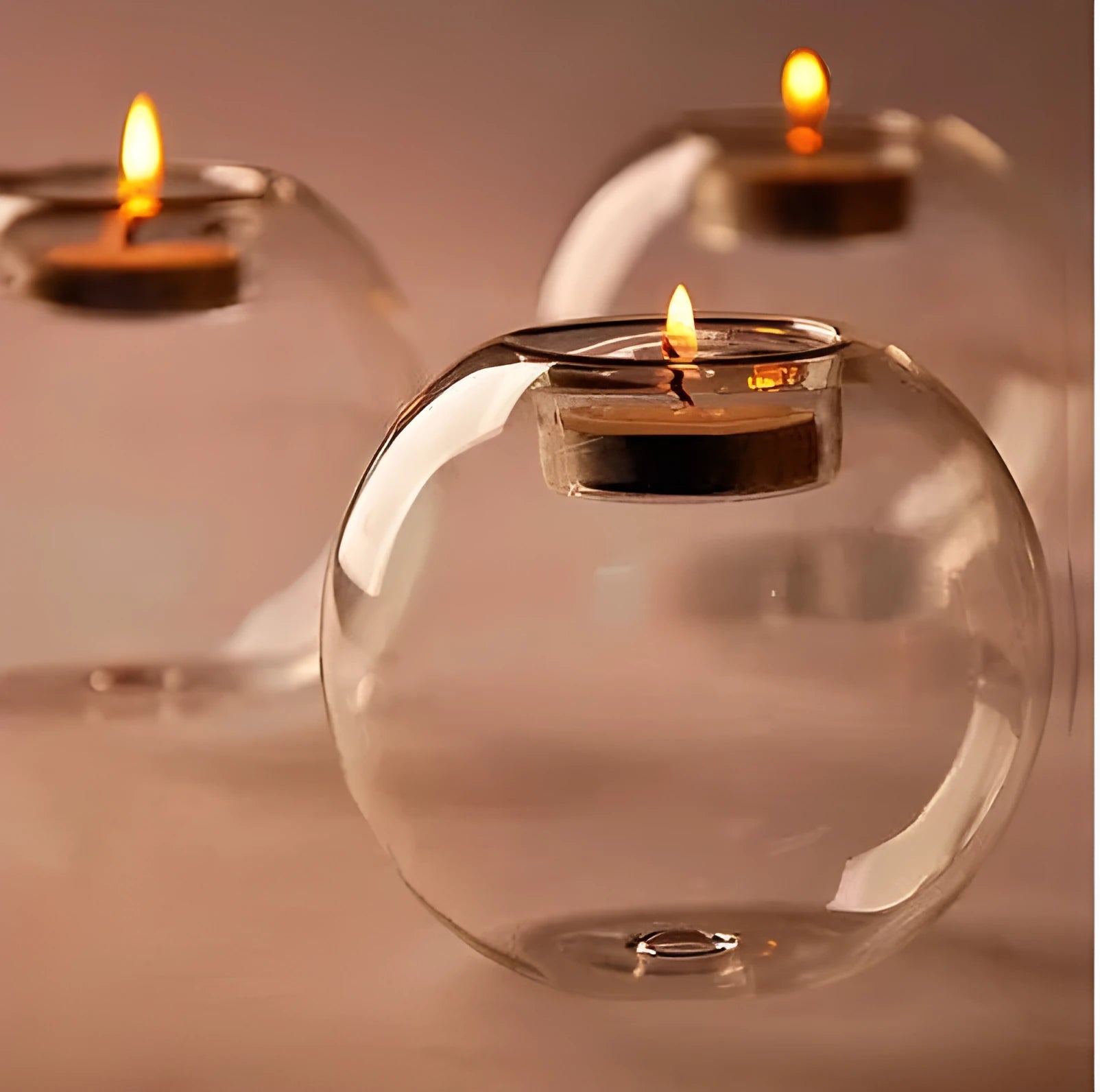 Handmade hot glass round hollow candle holder in Europe style