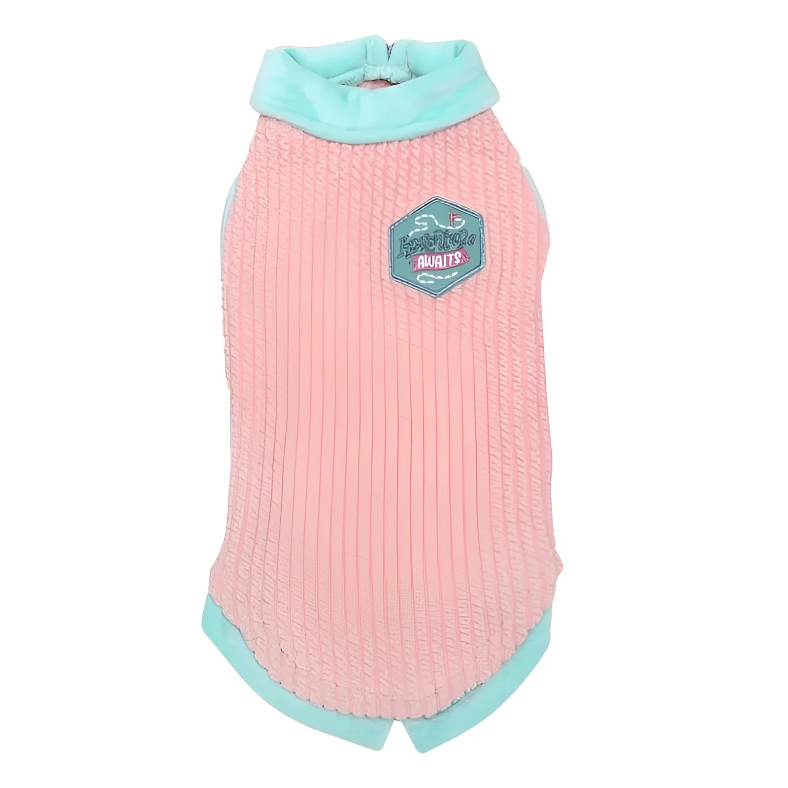Blue wool two-legged cat clothing for hairless cats with pink edging