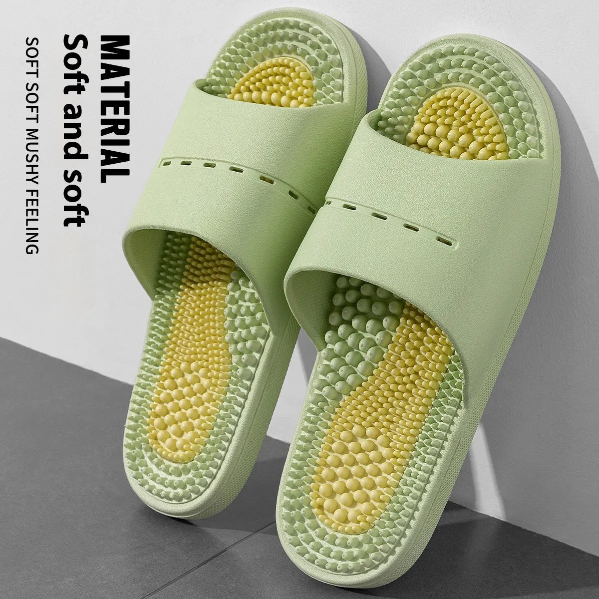 Non-slip ball massage sandals with grape particle texture, PVC upper and sole, available in multiple colours