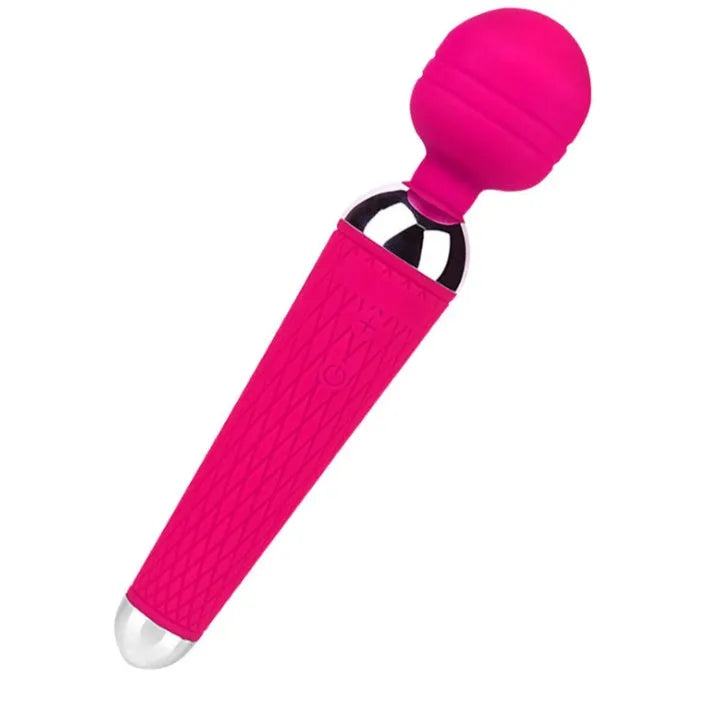 Pink electric female vibration AV stick with charging port, ABS body, 200mm length, automatic thrusting function.