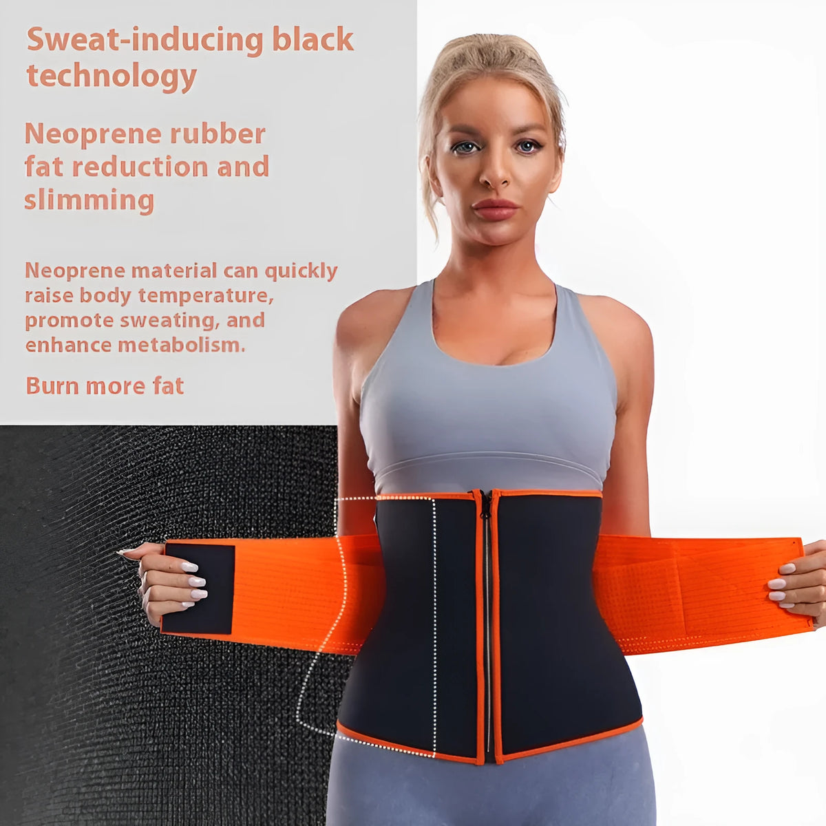 Waist support for running yoga fitness with pressure compression for weight loss - black colour